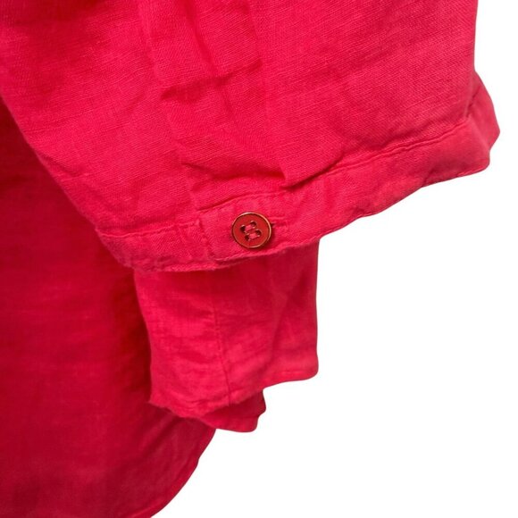 JM Collection 100% Linen Top Plus Size 22W Pink Tunic Blouse Button Front - Picture 8 of 11